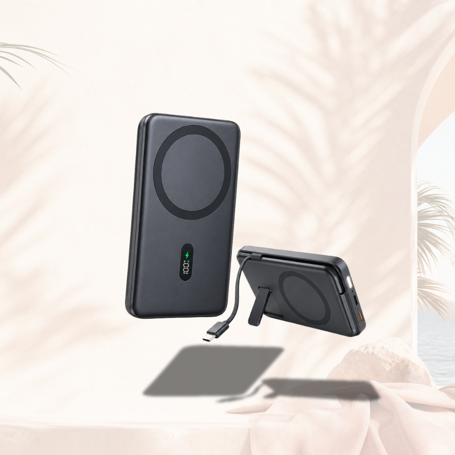 Magnetic Wireless Qi2 Power Bank with Kickstand
