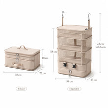 Hanging Travel Organizer 4 Tier Collapsible Suitcase Packing Cube with Hooks Mesh Shelves Zipper Compartment Portable Closet Bag