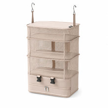 Hanging Travel Organizer 4 Tier Collapsible Suitcase Packing Cube with Hooks Mesh Shelves Zipper Compartment Portable Closet Bag