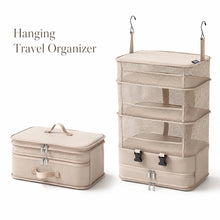 Hanging Travel Organizer 4 Tier Collapsible Suitcase Packing Cube with Hooks Mesh Shelves Zipper Compartment Portable Closet Bag