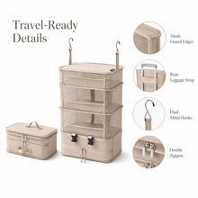 Hanging Travel Organizer 4 Tier Collapsible Suitcase Packing Cube with Hooks Mesh Shelves Zipper Compartment Portable Closet Bag