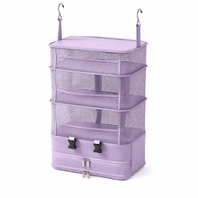 Hanging Travel Organizer 4 Tier Collapsible Suitcase Packing Cube with Hooks Mesh Shelves Zipper Compartment Portable Closet Bag