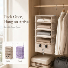 Hanging Travel Organizer 4 Tier Collapsible Suitcase Packing Cube with Hooks Mesh Shelves Zipper Compartment Portable Closet Bag