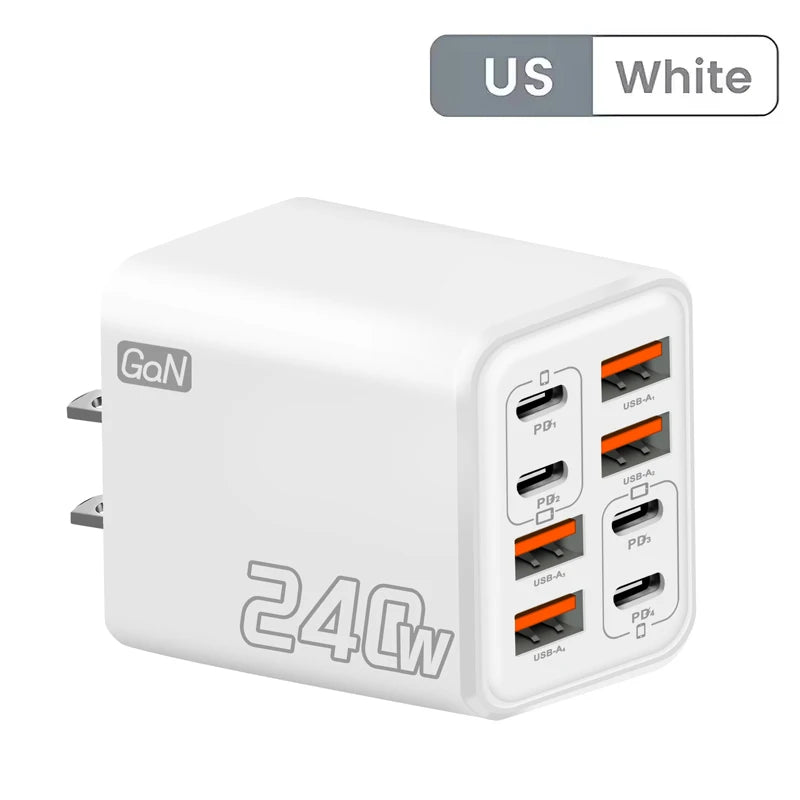 240W GaN Fast Charging 8-in-1 Universal Travel Adapter